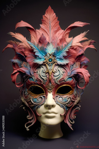 Masquerade mask with peacock feathers, , AI Generated © MAHMED