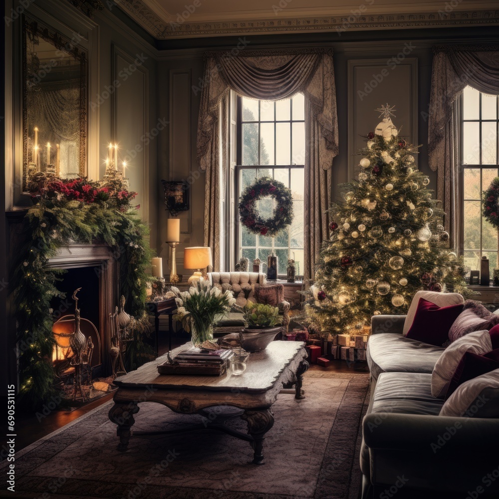 Happy Holiday! A beautiful living room decorated for Christmas
