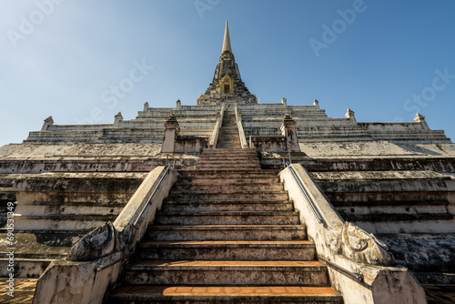 Wat Phu Khao Thong on clear blue sky