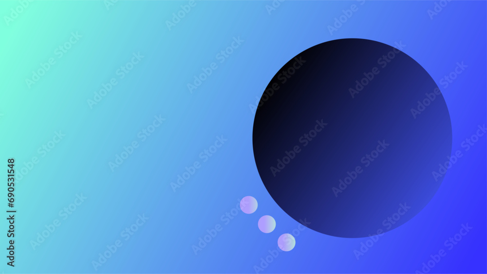 Black circle accompanied by orbs copy space frame blue green gradient background