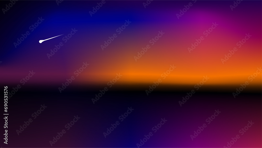 Double partition twilight sunset sky with comet presentation background