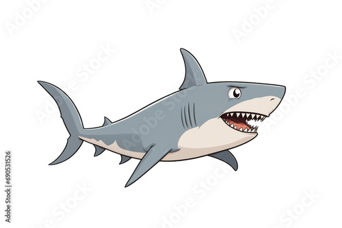 cute shark comic cartoon character isolated on transparent background