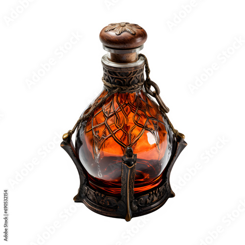 antique medicinal potion bottle isolated on transparent background ,vintage perfume bottle ,generative ai photo
