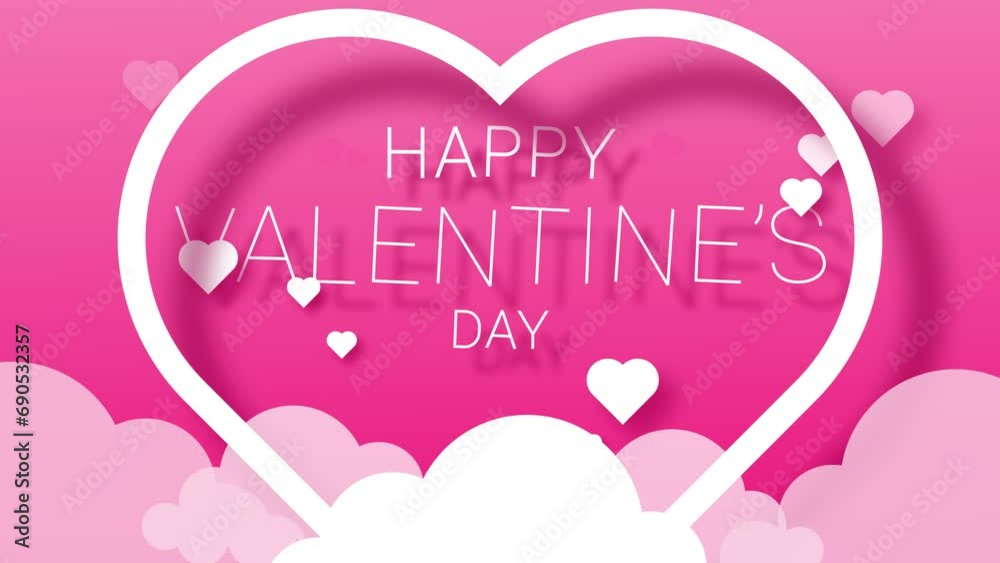 valentine happy valentine day animated lettering valentine's day writing pink love clouds 14 february