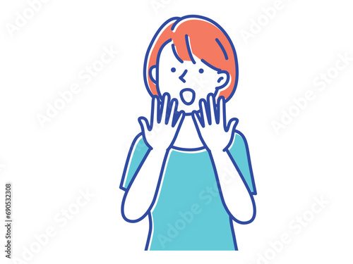 手を上げて喜んでいる一人の若い女性