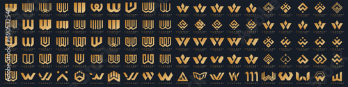 collection abstract letter W logo design. modern logotype W design with gold color. vector illustration