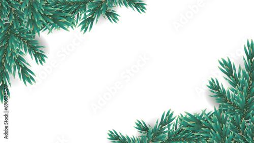 Border with green fir branches frame, Merry Christmas  and Happy New Year background ,element in Christmas holiday , Flat Modern design , illustration Vector EPS 10