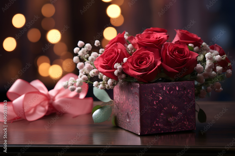 Obraz premium valentines day background, social media background for vday, full of romance cards with love, red rose and candles
