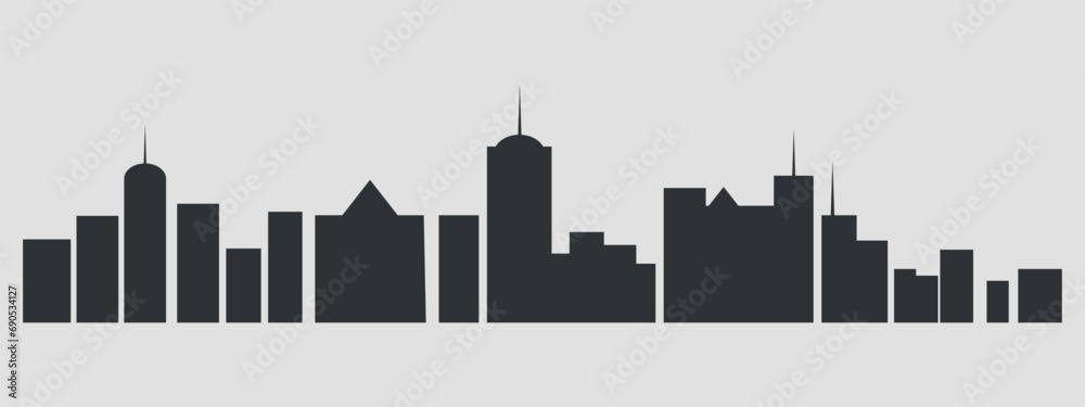 Buildings, cityscape. Silhouettes. Set of icons of houses. Vector on the background.