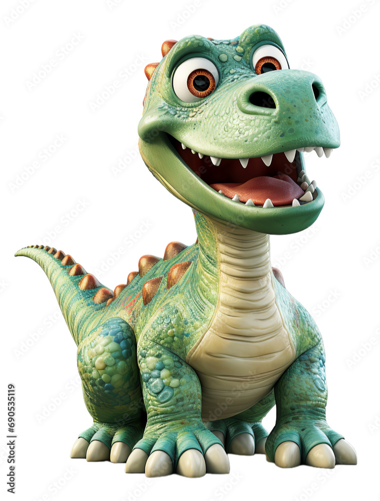 Brontosaurus dinosaur 3d cartoon character with transparent background, generative ai Brontosaurus dinosaur 3d cartoon character with transparent background, generative ai