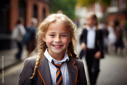 Smiling active excellent best student schoolgirl