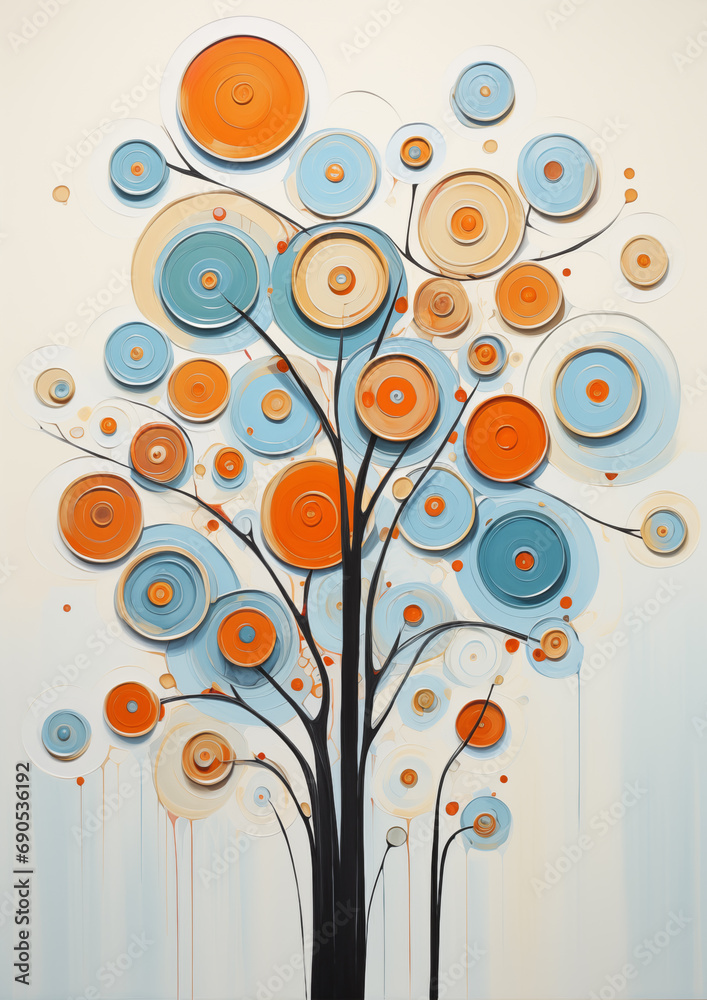 abstract tree decorative painting,created with Generative AI tecnology.