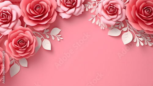 Romantic Valentine s Day Banner on Pink Background with Minimal Style and Space for Text. Celebrate Love and Romance with Elegant Festive Vibes  Stylish Celebration  and Special Occasions.