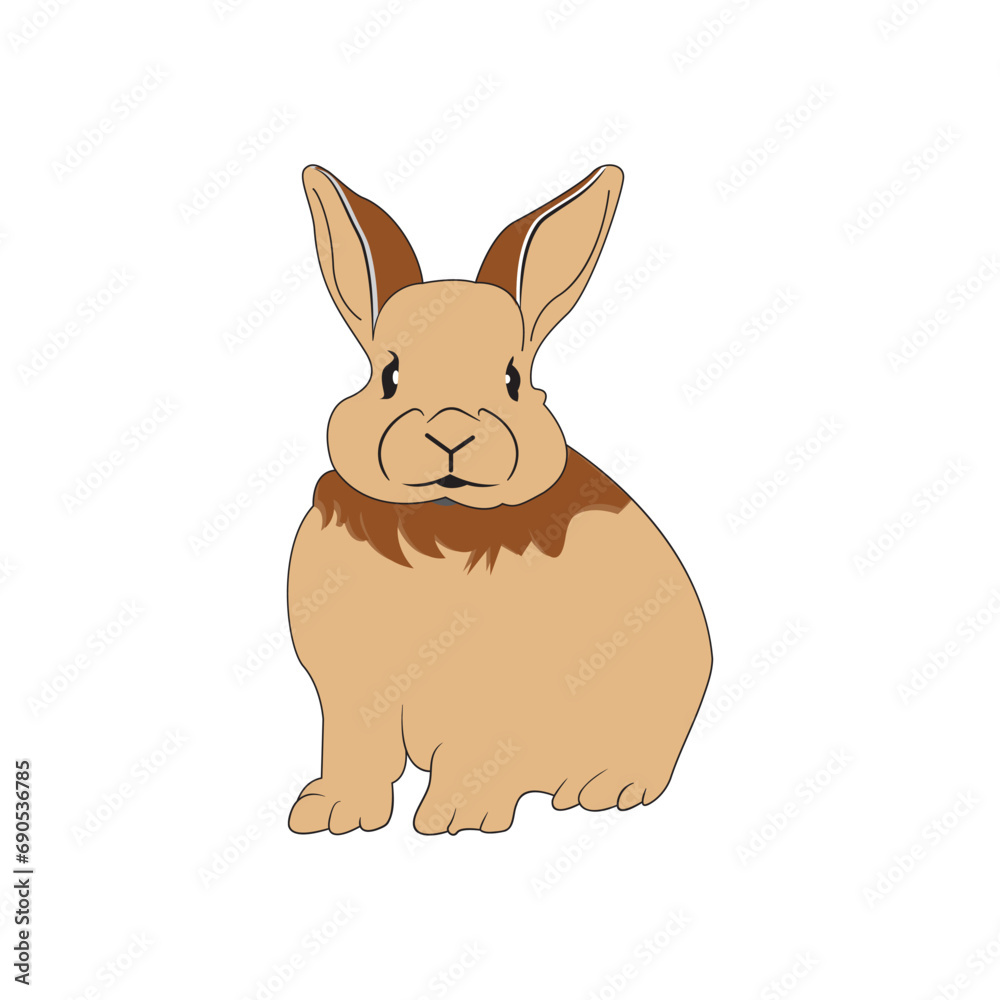 Fototapeta premium Silhouettes of rabit, vector illustration.3d bunny rabit ears illustration with blue and pink insides and folded ear, render style set