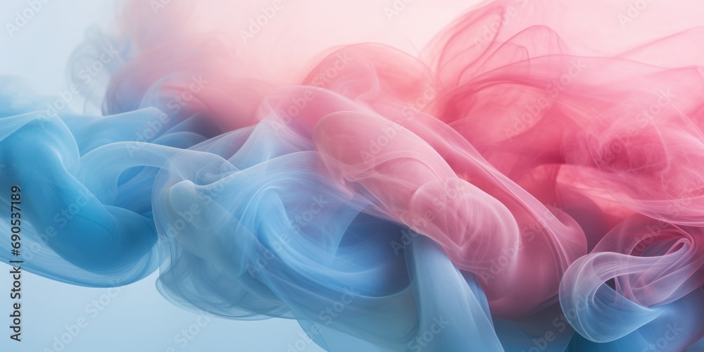 Soft, billowing clouds of pink and blue smoke.