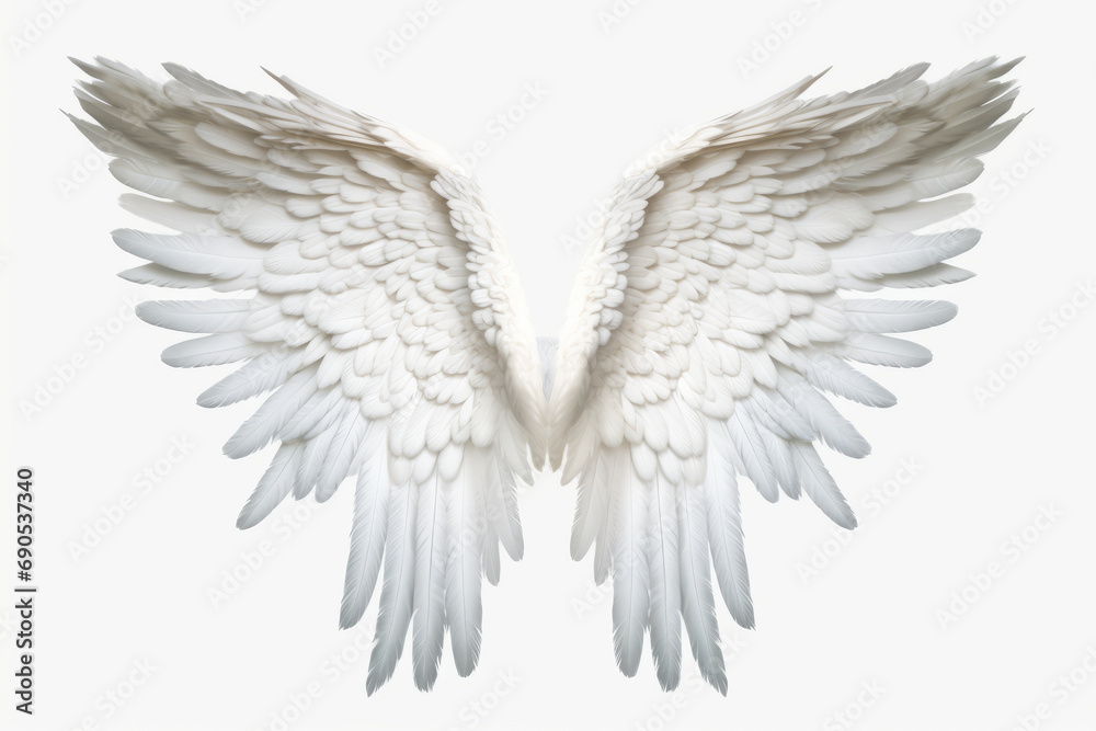 White beautiful angel wings, png.Generative AI. White beautiful angel wings, png.Generative AI.