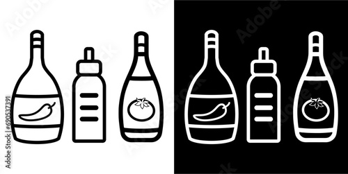 Sauce bottles, food ketchup, mustard icon