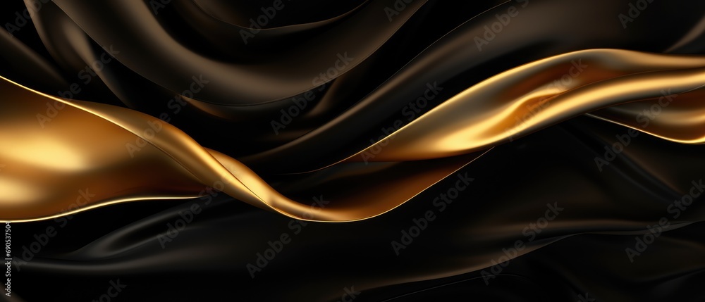 Obraz premium Black and gold silk satin fabric abstract background
