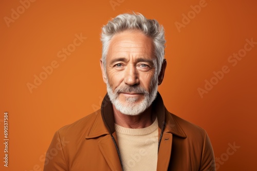 Handsome senior man with grey hair and beard. Studio shot. © Nerea