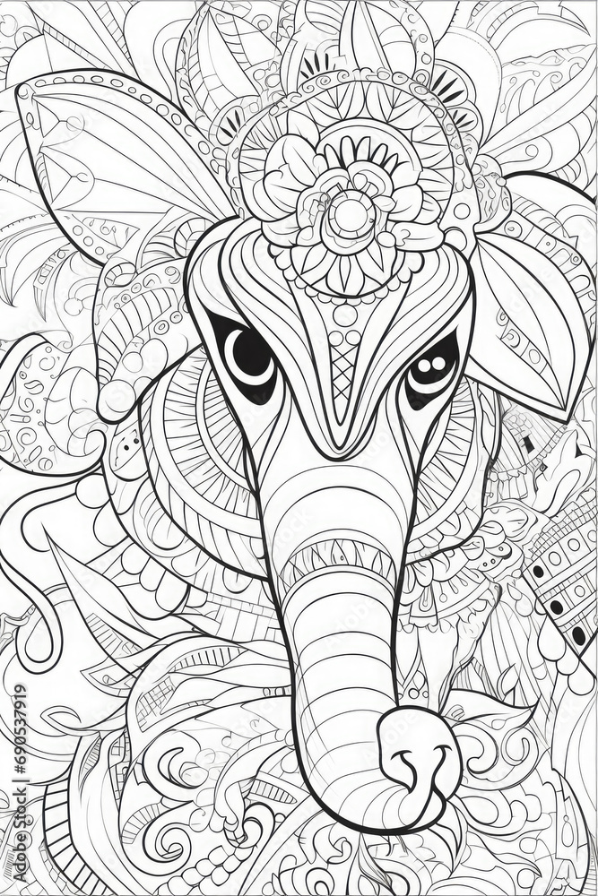 Fototapeta premium Various coloring book page for kids in vector art style AI Generated