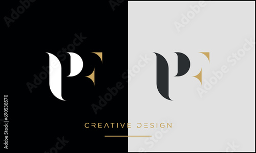 Alphabet letters icon logo PF or FP