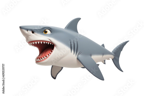 cute shark comic cartoon character isolated on transparent background