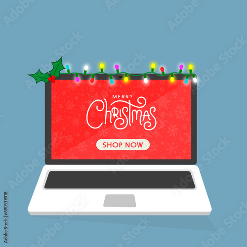 Modello di sfondo banner vendita di Natale - illustrazioni  computer portatile  photo