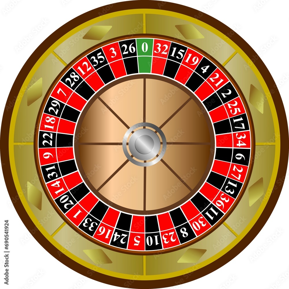 Illustrazione di una roulette marrone e oro Illustrazione di una roulette marrone e oro