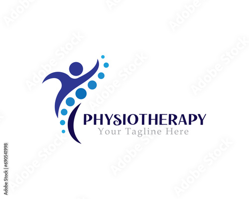 abstract human jump health spine back bone logo icon symbol design template illustration inspiration