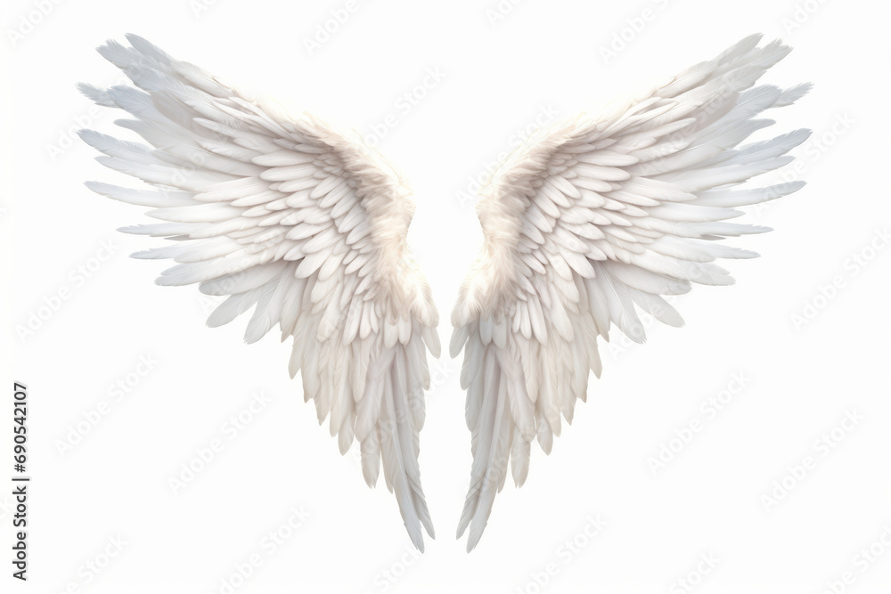 White beautiful angel wings, png.Generative AI. White beautiful angel wings, png.Generative AI.