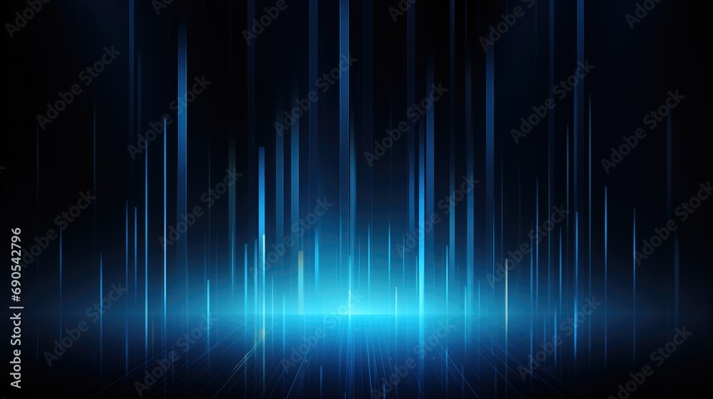A hyper-realistic stock image of a vertical lines chart on a dark blue background. Glass material with sharp lines and well-defined precision