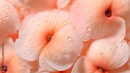 Fresh Dew Drops on Delicate Peach Flowers