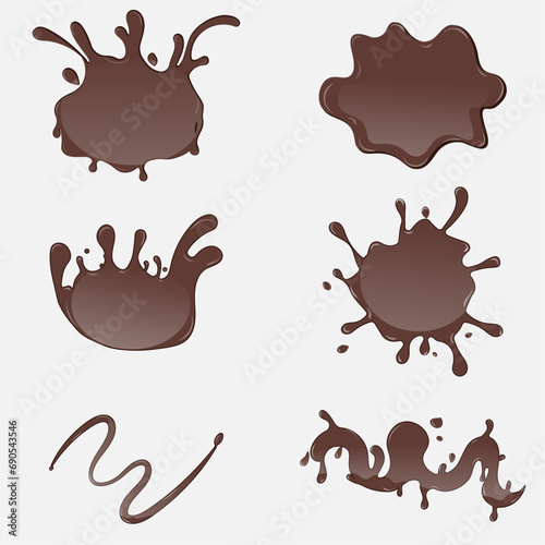 Set of chocolate blobs and splashes.