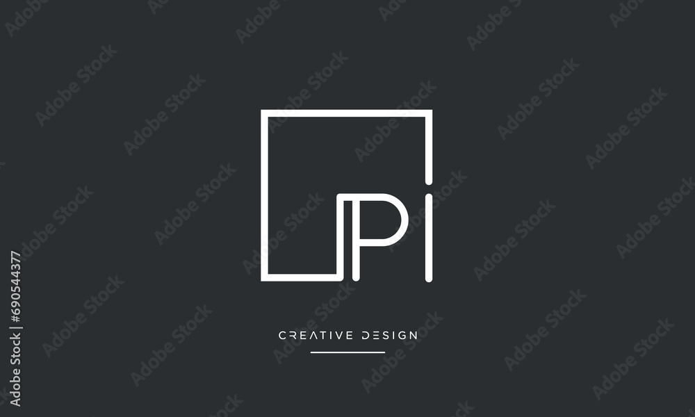 PI or IP Alphabet letters logo monogram - obrazy, fototapety, plakaty 