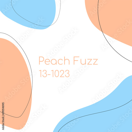 Minimal square banner templates trend color 2024 Peach fuzz 13-1023 and blue. Suitable for publishing on social networks and online advertising.