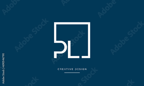 PL or LP Alphabet letters logo monogram