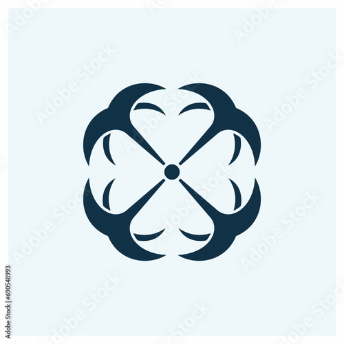 Kamon Symbols of Japan. Japanesse clan kamon crest symbol. japanese ancient family stamp symbol. A symbol used to decorate and identify people in family. Yotsu Ikari