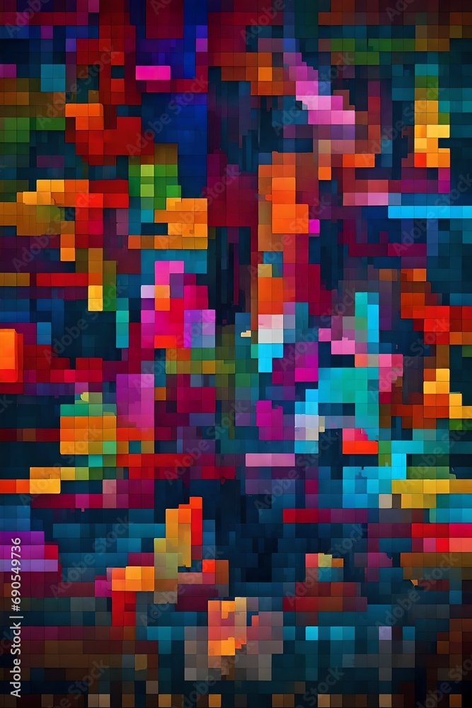 A flurry of square pixels made of vibrant colors, pixel art background wallpaper A flurry of square pixels made of vibrant colors, pixel art background wallpaper