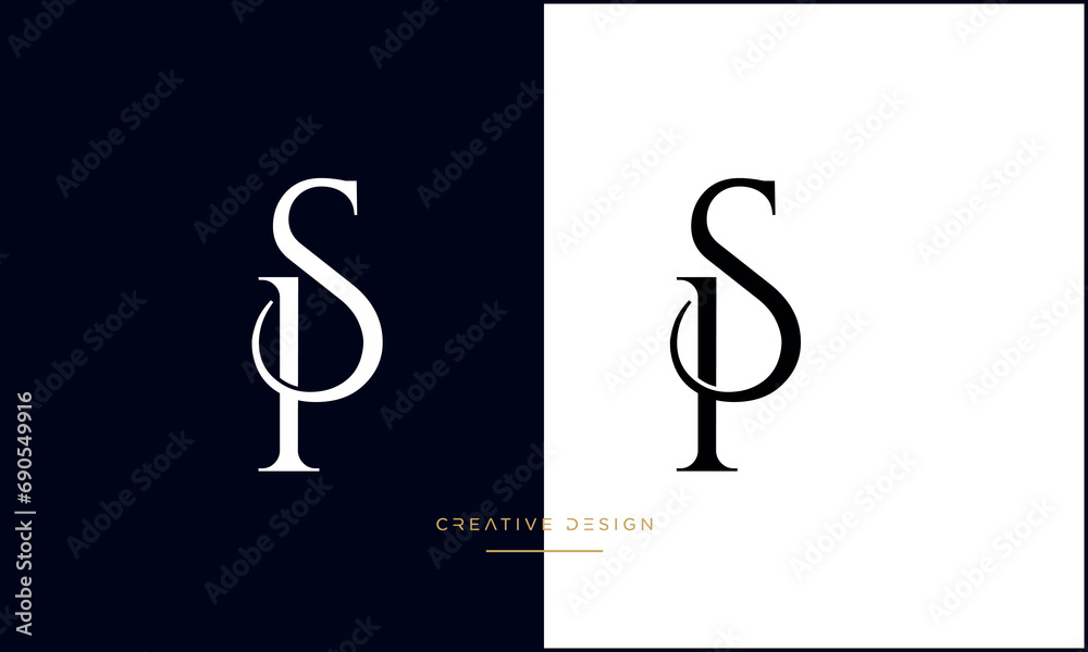 PS or SP Alphabet letters logo mnoogram
