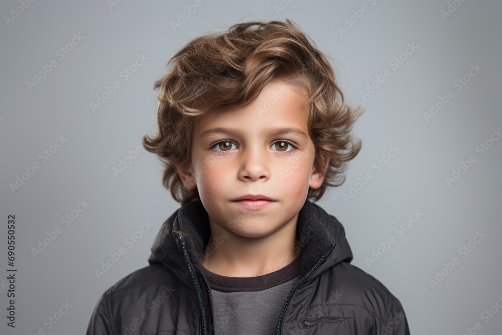 Portrait of a cute little boy with curly hair, studio shot Portrait of a cute little boy with curly hair, studio shot