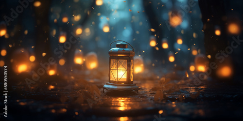 Design a magical background with defocused lanterns creating an ethereal and enchanting atmosphere.