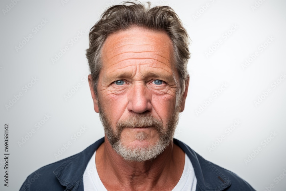 Portrait of a senior man with wrinkles on his face. Gray background. Portrait of a senior man with wrinkles on his face. Gray background.