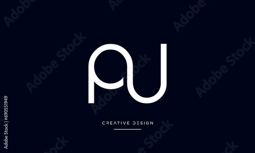 Alphabet letters PU or UP logo monogram