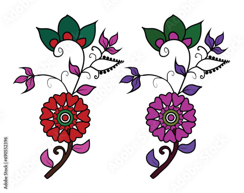 Colorful vector flower design set