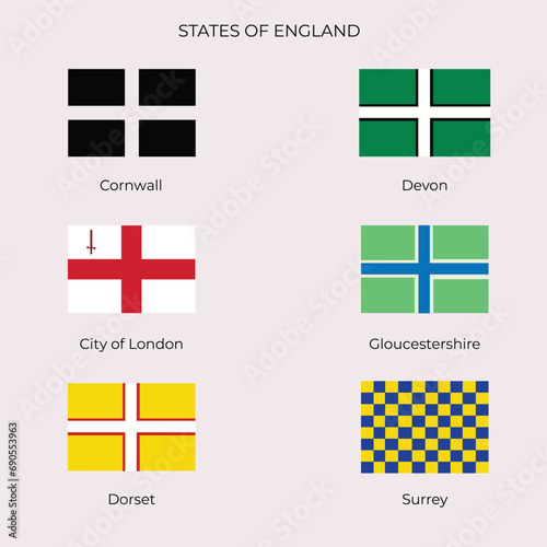 Flags of the counties of England, All English regions flag collection