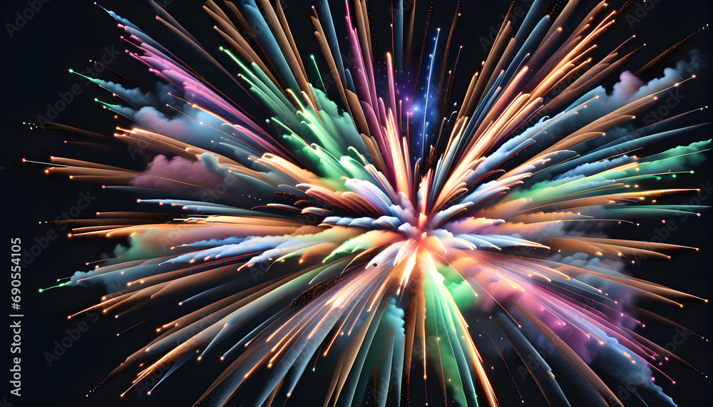 Dancing Lights in the Night Sky: The Beauty and Emotion of Fireworks Artistry.(Generative AI)