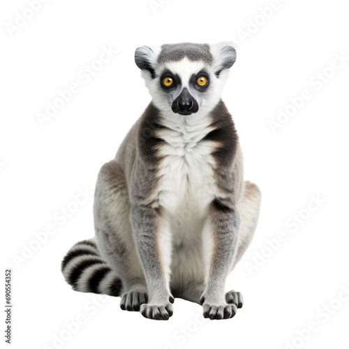 Lemur standing isolated on white or transparent background