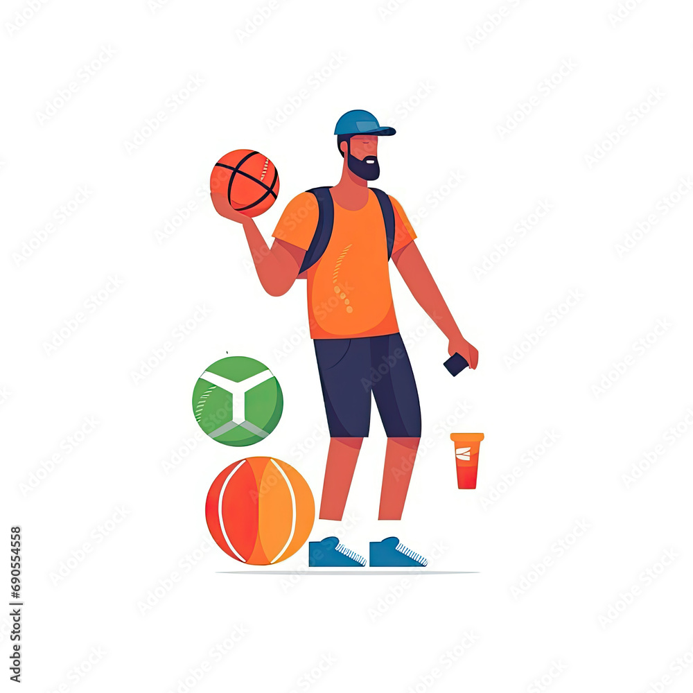 A sports man Flat vector illustration daily activities working on white background AI Generated