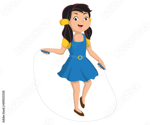 Cute girl skipping rope
