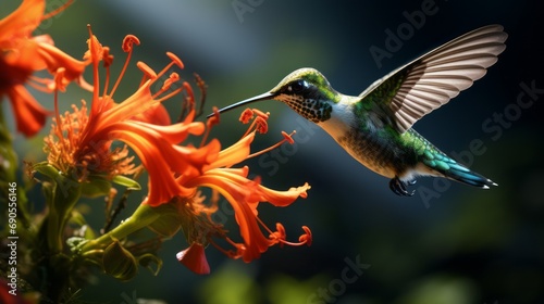 Hummingbird sucking nectar